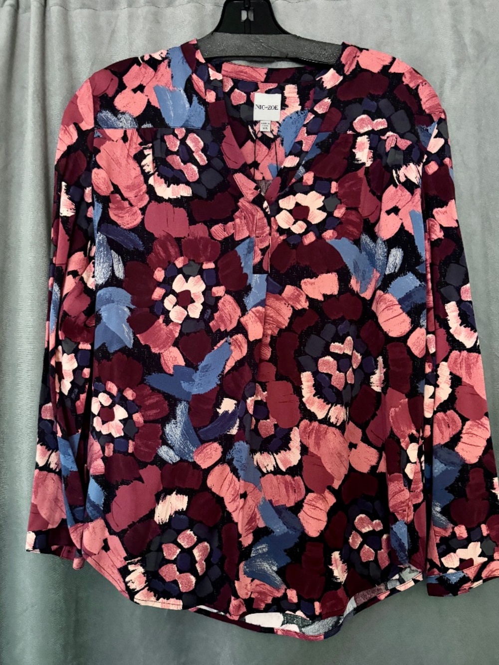 NIC + ZOE Autumn Bloom V-Neck Blouse